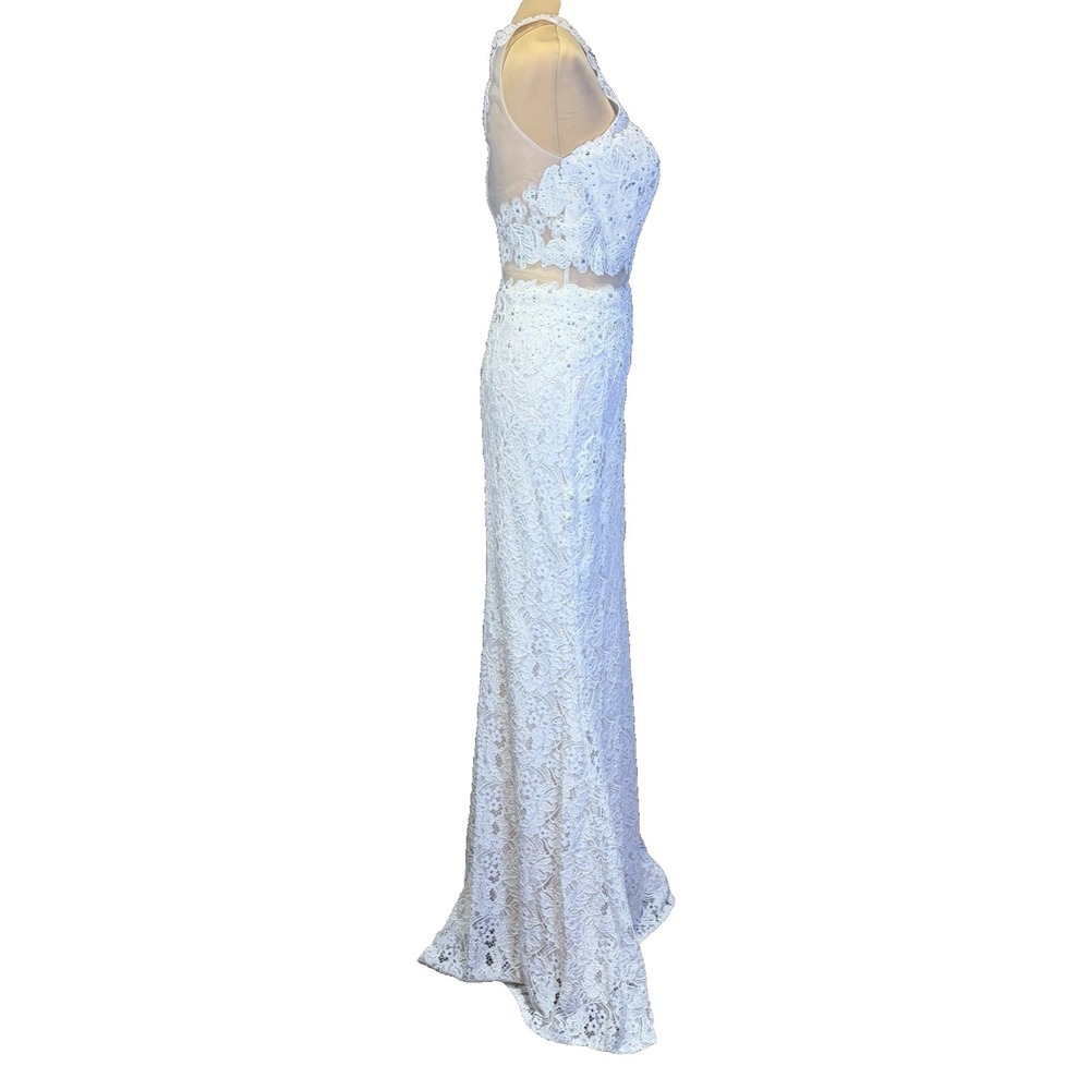 Wedding Gown Size S White Mermaid Diamonds Sequins Lace Bridal Dress Bride Chic - Picture 3 of 16